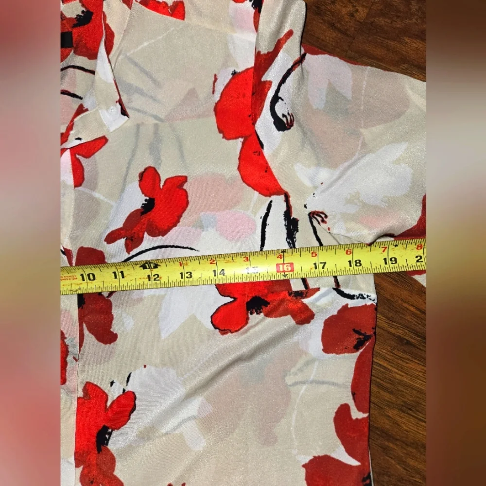 J. Crew Red Poppy Floral Long Sleeve Silk Blouse